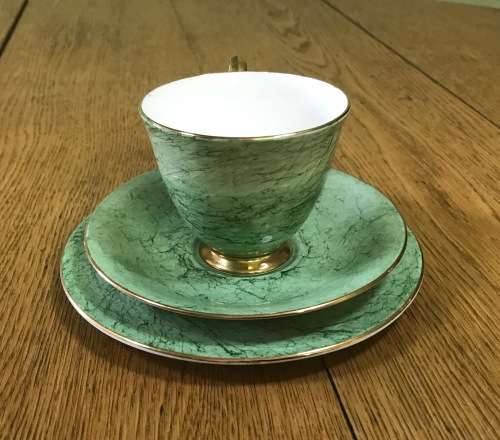 ROYAL ALBERT=GOSSAMER=TRIO=GREEN=TEA CUP=SAUCER=CAKE/SIDE PLATE=3 Piece=SMOOTH (cup) SHAPE 1=1950's