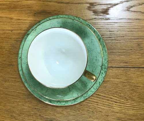 ROYAL ALBERT=GOSSAMER=TRIO=GREEN=TEA CUP=SAUCER=CAKE/SIDE PLATE=3 Piece=SMOOTH (cup) SHAPE 1=1950's