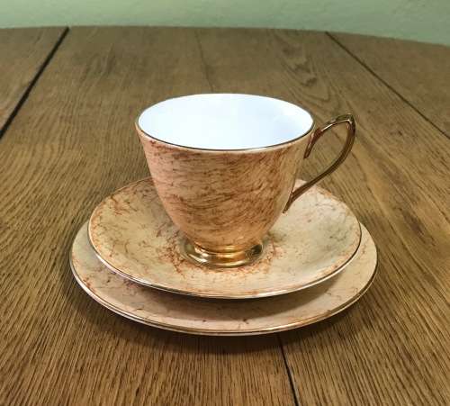 ROYAL ALBERT=GOSSAMER=TRIO=ORANGE=TEA CUP=SAUCER=CAKE/SIDE PLATE=3 Piece=SMOOTH (cup) SHAPE 1=1950's