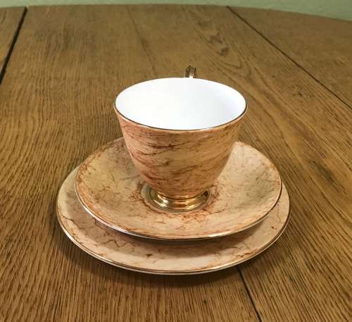 ROYAL ALBERT=GOSSAMER=TRIO=ORANGE=TEA CUP=SAUCER=CAKE/SIDE PLATE=3 Piece=SMOOTH (cup) SHAPE 1=1950's