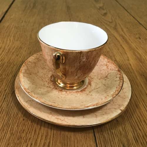 ROYAL ALBERT=GOSSAMER=TRIO=ORANGE=TEA CUP=SAUCER=CAKE/SIDE PLATE=3 Piece=SMOOTH (cup) SHAPE 1=1950's