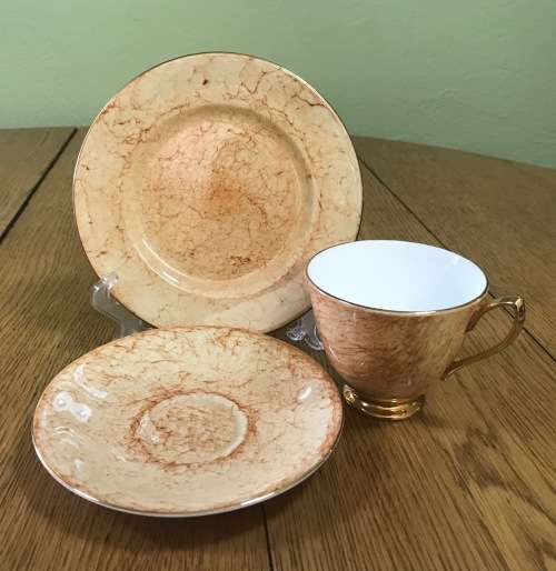 ROYAL ALBERT=GOSSAMER=TRIO=ORANGE=TEA CUP=SAUCER=CAKE/SIDE PLATE=3 Piece=SMOOTH (cup) SHAPE 1=1950's