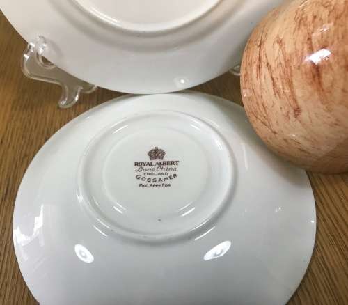 ROYAL ALBERT=GOSSAMER=TRIO=ORANGE=TEA CUP=SAUCER=CAKE/SIDE PLATE=3 Piece=SMOOTH (cup) SHAPE 1=1950's