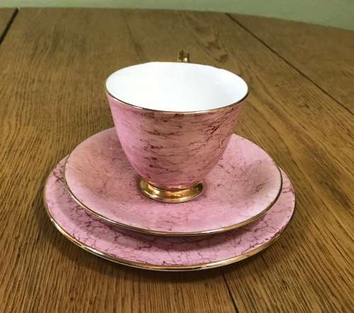 ROYAL ALBERT=GOSSAMER=TRIO=PINK=TEA CUP=SAUCER=CAKE/SIDE PLATE=3 Piece=SMOOTH (cup) SHAPE 1=1950's