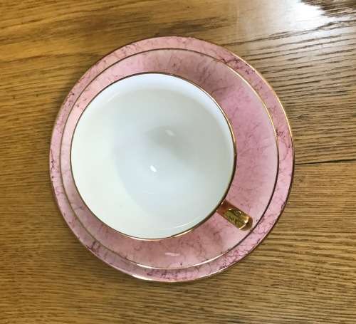 ROYAL ALBERT=GOSSAMER=TRIO=PINK=TEA CUP=SAUCER=CAKE/SIDE PLATE=3 Piece=SMOOTH (cup) SHAPE 1=1950's