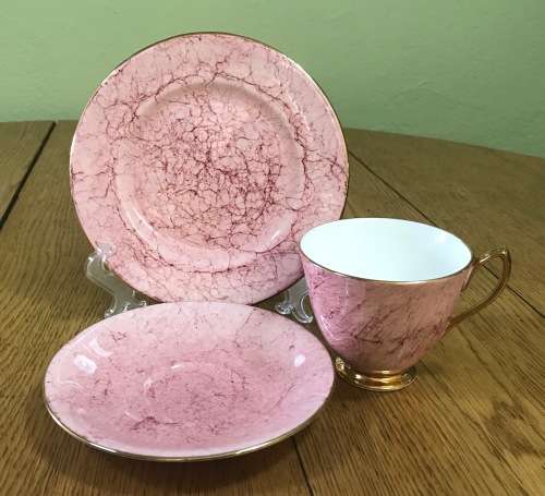 ROYAL ALBERT=GOSSAMER=TRIO=PINK=TEA CUP=SAUCER=CAKE/SIDE PLATE=3 Piece=SMOOTH (cup) SHAPE 1=1950's