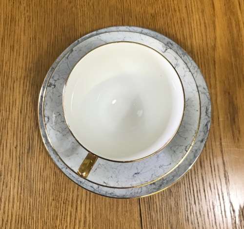 ROYAL ALBERT=GOSSAMER=TRIO=GREY=TEA CUP=SAUCER=CAKE/SIDE PLATE=3 Piece=SMOOTH (cup) SHAPE 1=1950's