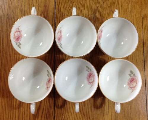 THOMAS=GERMANY=DEMITASSE=EXPRESSO=COFFEE=6 CUPS + 6 SAUCERS=FLOWERS=ROSES=STUNNING FINE PORCELAIN!!!