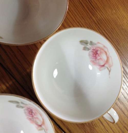 THOMAS=GERMANY=DEMITASSE=EXPRESSO=COFFEE=6 CUPS + 6 SAUCERS=FLOWERS=ROSES=STUNNING FINE PORCELAIN!!!