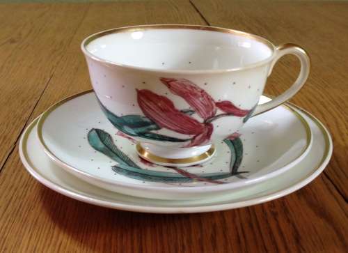 Susie Cooper Tiger Lily Trio Footed Tea Cup Flower Orchid Post-1950
