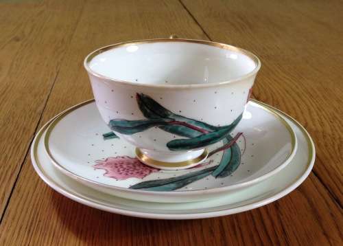 Susie Cooper Tiger Lily Trio Footed Tea Cup Flower Orchid Post-1950