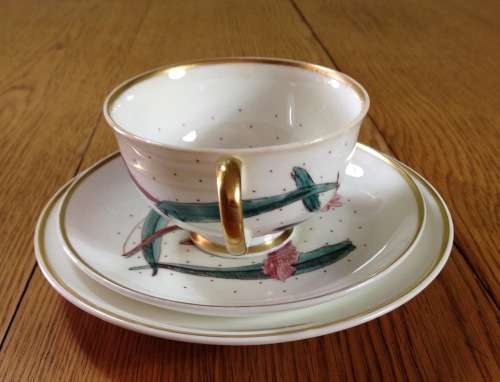 Susie Cooper Tiger Lily Trio Footed Tea Cup Flower Orchid Post-1950