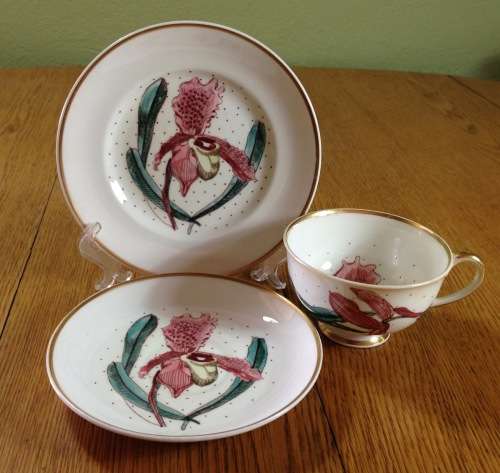Susie Cooper Tiger Lily Trio Footed Tea Cup Flower Orchid Post-1950