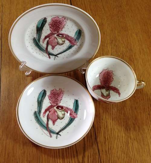 Susie Cooper Tiger Lily Trio Footed Tea Cup Flower Orchid Post-1950