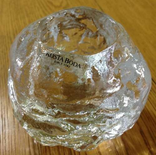 KOSTA BODA=Sweden=Crystal SNOWBALL Votive=Tea Light Candle Holder=STUNNING ITEM!!!!