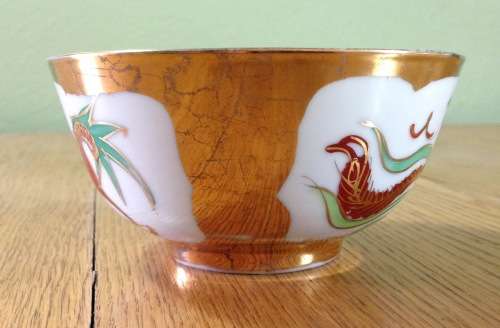 ORIENTAL PORCELAIN CHINESE RICE BOWL x 1 GILT with DRAGONS!!!!