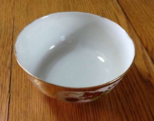 ORIENTAL PORCELAIN CHINESE RICE BOWL x 1 GILT with DRAGONS!!!!