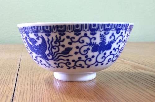 ORIENTAL PORCELAINCHINESE? TAIWANESE? RICE BOWL x 1 BLUE and WHITE!!!