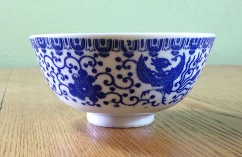 ORIENTAL PORCELAINCHINESE? TAIWANESE? RICE BOWL x 1 BLUE and WHITE!!!