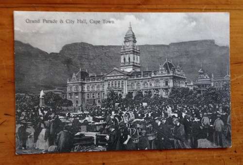 POSTCARD POST CARD SOUTH AFRICA CAPE TOWN GRAND PARADE CITY HALL WESTERN CAPE Black + White CLOCK.