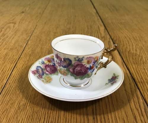 DEMITASSE=ROSES=DAISIES=MORNING GLORY=Chrysanthemum=EXPRESSO=COFFEE=CUP=SAUCER=FLOWER=GERMANY=S.K.=c