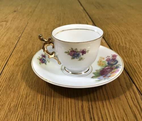 DEMITASSE=ROSES=DAISIES=MORNING GLORY=Chrysanthemum=EXPRESSO=COFFEE=CUP=SAUCER=FLOWER=GERMANY=S.K.=c