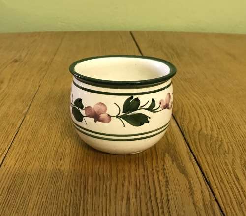 SUGAR BOWL OPEN Unmarked POTTERY EARTHENWARE TEA FLORAL GARLAND and GREEN TRIM.