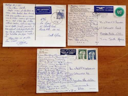 POSTCARDS x 3 POST CARDS GERMANY HAMBURG KOLM RHEIN SWITZERLAND GENEVE 1974 1977 1985.