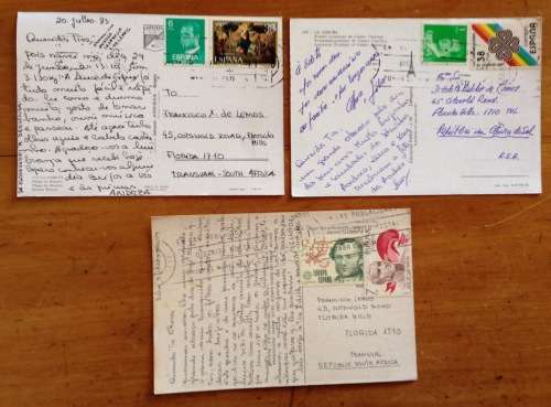 POSTCARDS x 3 POST CARDS SPAIN CORUNA BEACH ESPLANADE FOUNTAIN BUILDINGS SEA ART.