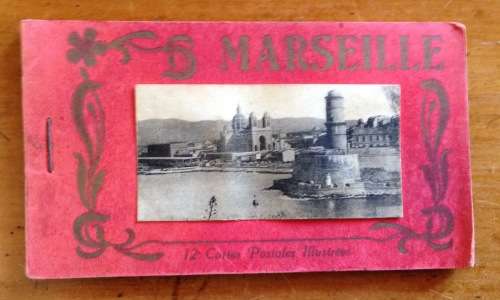 POSTCARD BOOKLET POST CARD FRANCE MARSEILLES 12 BLACK and WHITE CARDS PALACES TRAMS NOTRE-DAME CARS