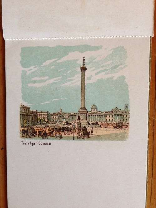 POSTCARD part BOOKLET POST CARD 4 CARD LONDON BRIDGE TRAFALGAR SQUARE CHEAPSIDE HOUSES of PARLIAMENT