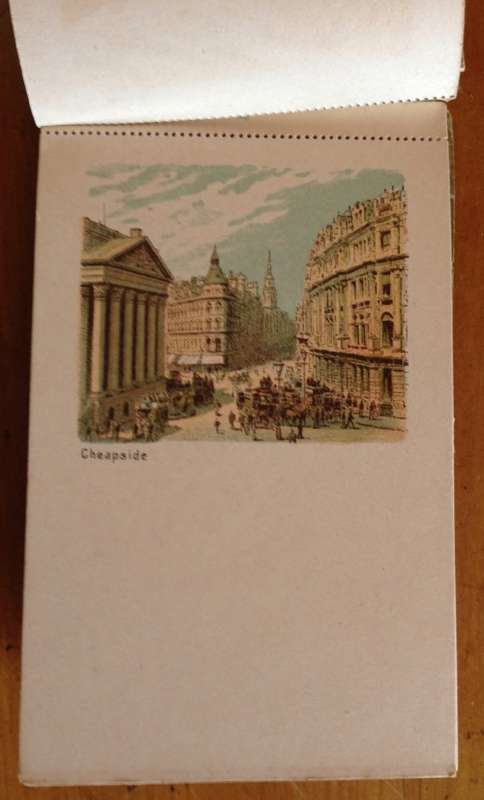 POSTCARD part BOOKLET POST CARD 4 CARD LONDON BRIDGE TRAFALGAR SQUARE CHEAPSIDE HOUSES of PARLIAMENT
