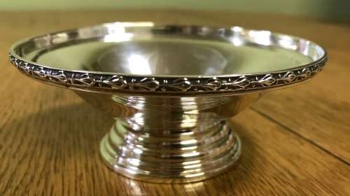STERLING SILVER=ROUND BOWL=DISH=COMPOTE=1937=BIRMINGHAM=ENGLAND=ERNEST W. HAYWOOD=quite scarce!!!