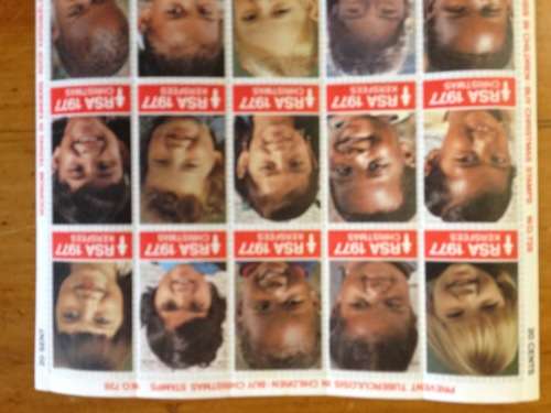 CHRISTMAS STAMPS SHEET RSA KERSFEES 1977 PREVENT TB in CHILDREN MULTI-RACIAL 20c CINDERELLAS.
