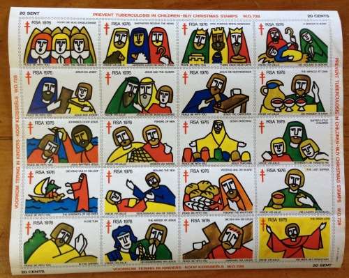 CHRISTMAS STAMPS SHEET RSA KERSFEES 1976 PREVENT TB in CHILDREN 20c CINDERELLAS RELIGION JESUS BORN.
