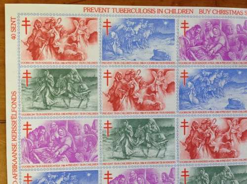 CHRISTMAS STAMPS SHEET RSA KERSFEES 1986 PREVENT TB in CHILDREN 40c CINDERELLAS RELIGION JESUS BORN.