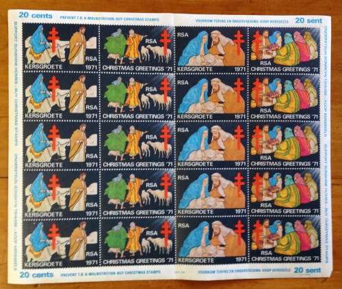 CHRISTMAS STAMPS SHEET RSA KERSFEES 1971 PREVENT TB MALNUTRITION 40c CINDERELLAS RELIGION JESUS BORN