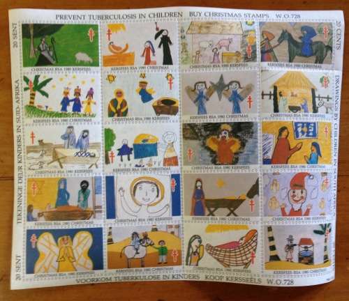 CHRISTMAS STAMPS SHEET RSA KERSFEES 1980 PREVENT TB in CHILDREN 20c CINDERELLAS RELIGION JESUS BORN