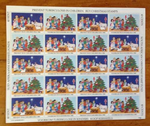 CHRISTMAS STAMPS SHEET RSA KERSFEES 1984 PREVENT TB in CHILDREN 40c CINDERELLAS RELIGION JESUS BORN