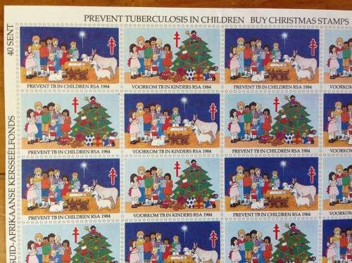 CHRISTMAS STAMPS SHEET RSA KERSFEES 1984 PREVENT TB in CHILDREN 40c CINDERELLAS RELIGION JESUS BORN