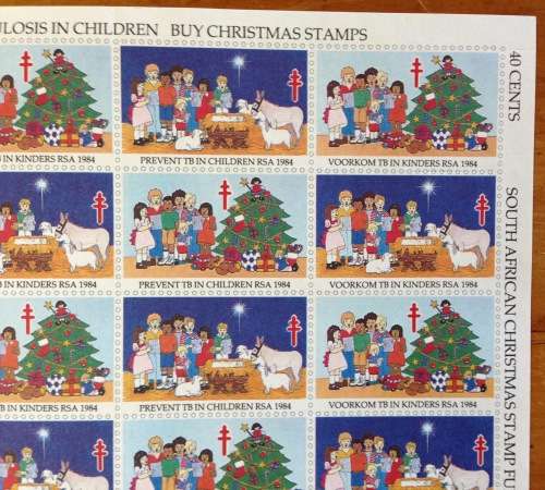 CHRISTMAS STAMPS SHEET RSA KERSFEES 1984 PREVENT TB in CHILDREN 40c CINDERELLAS RELIGION JESUS BORN