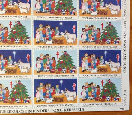 CHRISTMAS STAMPS SHEET RSA KERSFEES 1984 PREVENT TB in CHILDREN 40c CINDERELLAS RELIGION JESUS BORN