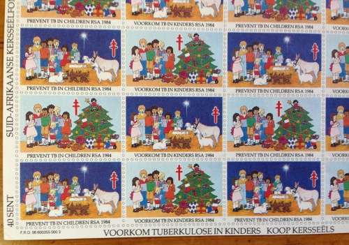 CHRISTMAS STAMPS SHEET RSA KERSFEES 1984 PREVENT TB in CHILDREN 40c CINDERELLAS RELIGION JESUS BORN