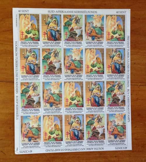 CHRISTMAS STAMPS SHEET RSA KERSFEES 1987 PREVENT TB in CHILDREN 40c CINDERELLAS RELIGION JESUS BORN