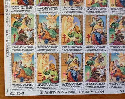 CHRISTMAS STAMPS SHEET RSA KERSFEES 1987 PREVENT TB in CHILDREN 40c CINDERELLAS RELIGION JESUS BORN
