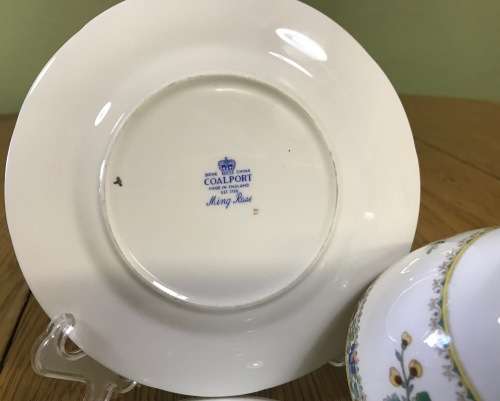 COALPORT MING ROSE TEA TRIO ENGLAND BONE CHINA FLOWERS BEAUTIFUL FLORAL PATTERN!! STUNNING!!!
