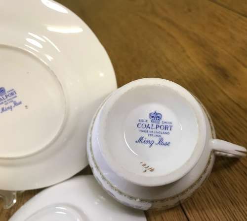 COALPORT MING ROSE TEA TRIO ENGLAND BONE CHINA FLOWERS BEAUTIFUL FLORAL PATTERN!! STUNNING!!!