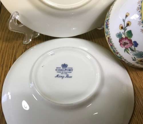 COALPORT MING ROSE TEA TRIO ENGLAND BONE CHINA FLOWERS BEAUTIFUL FLORAL PATTERN!! STUNNING!!!