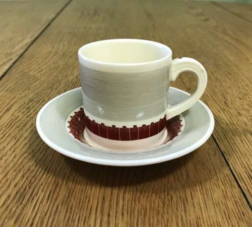 DEMITASSE Cup & Saucer SUSIE COOPER CROWN WORKS BURSLEM ENGLAND COFFEE EXPRESSO MODERN DESIGN!!