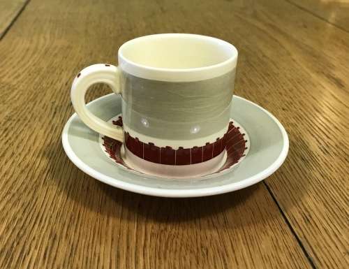 DEMITASSE Cup & Saucer SUSIE COOPER CROWN WORKS BURSLEM ENGLAND COFFEE EXPRESSO MODERN DESIGN!!